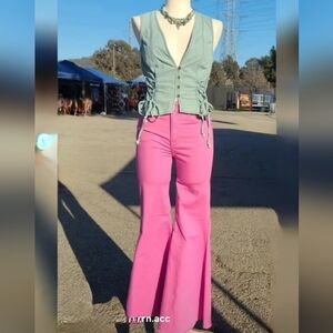 Western Pink Flared Pants